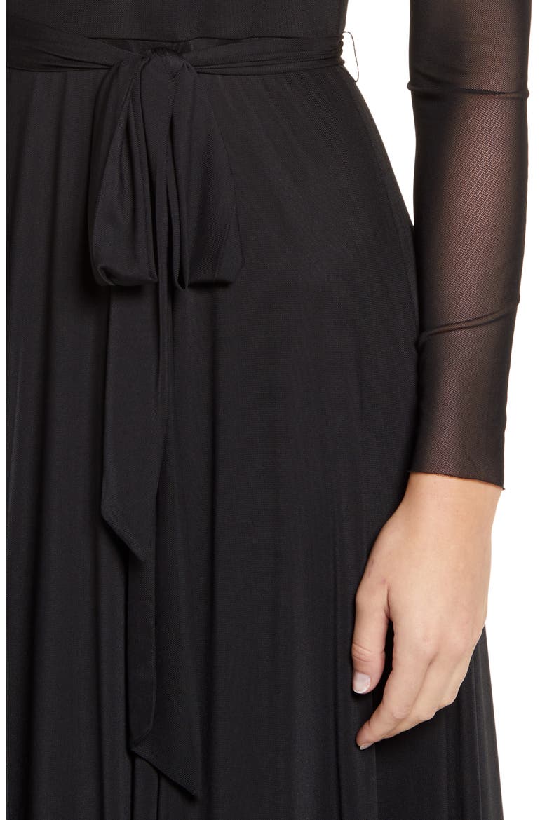 Long Sleeve Mesh Midi Dress, Alternate, color, ANNE BLACK