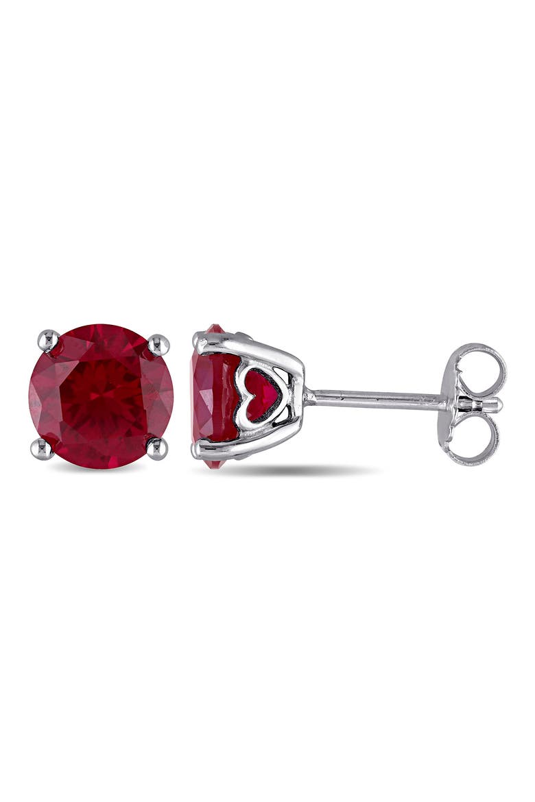 Lab-Created Ruby Stud Earrings, Main, color, RED