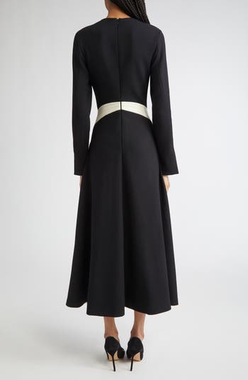 Long Sleeve Stretch Twill A-Line Dress