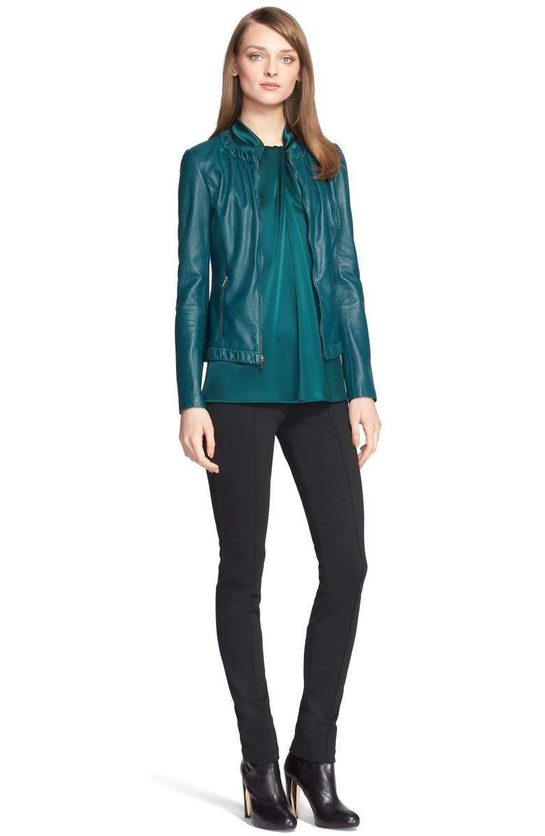 St. John Collection Perforated Nappa Leather Jacket, Alternate, color, 