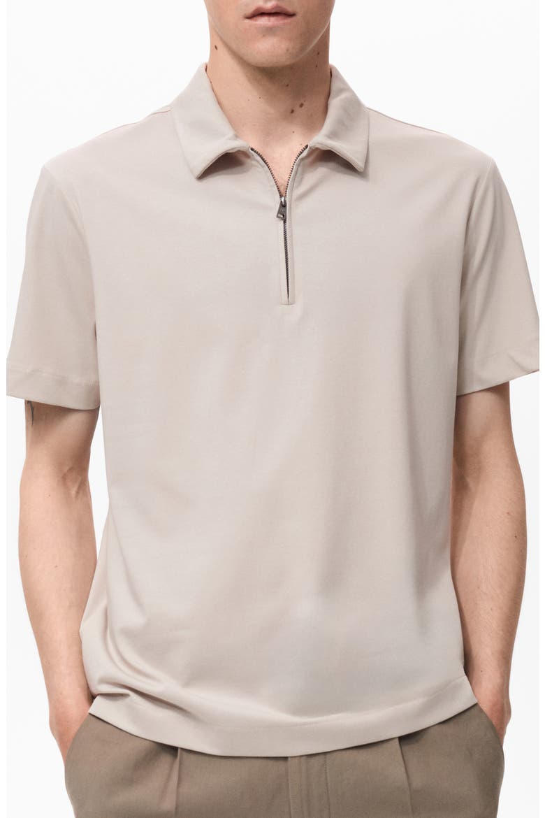 Zip Cotton Blend Polo, Main, color, SAND