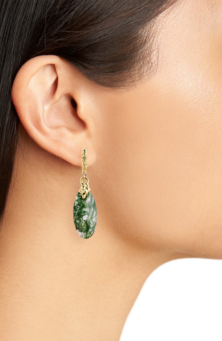 Alexis Bittar Brut Moss Agate Drop Earrings, Alternate, color,