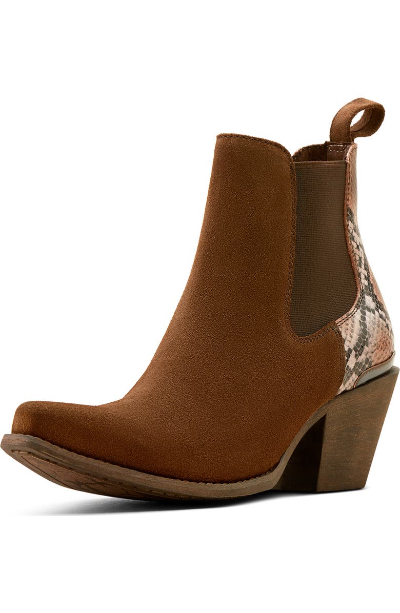 Ariat Bradley Western Chelsea Boot, Alternate, color, Cafe Suede/ Desert Snake Print