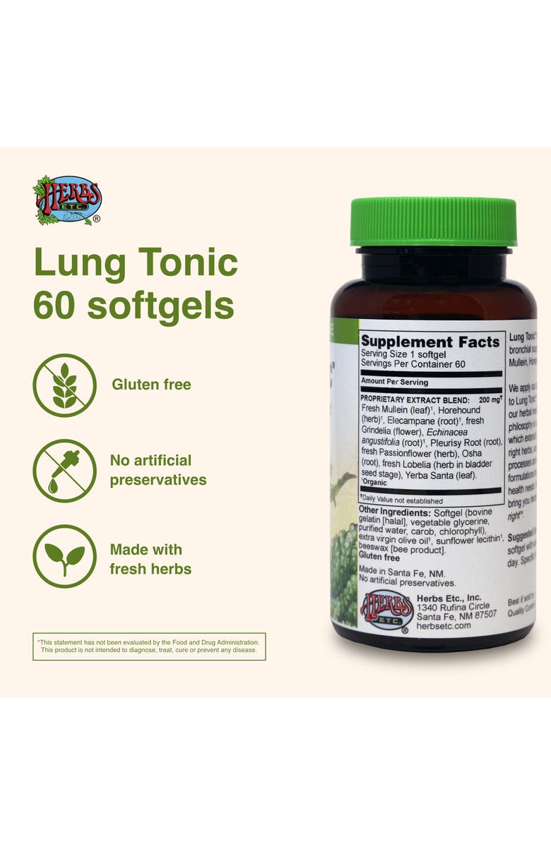 Herbs Etc. Lung Tonic Herbal Lung & Bronchial Support Softgels, 60 Count, Alternate, color, NO COLOR