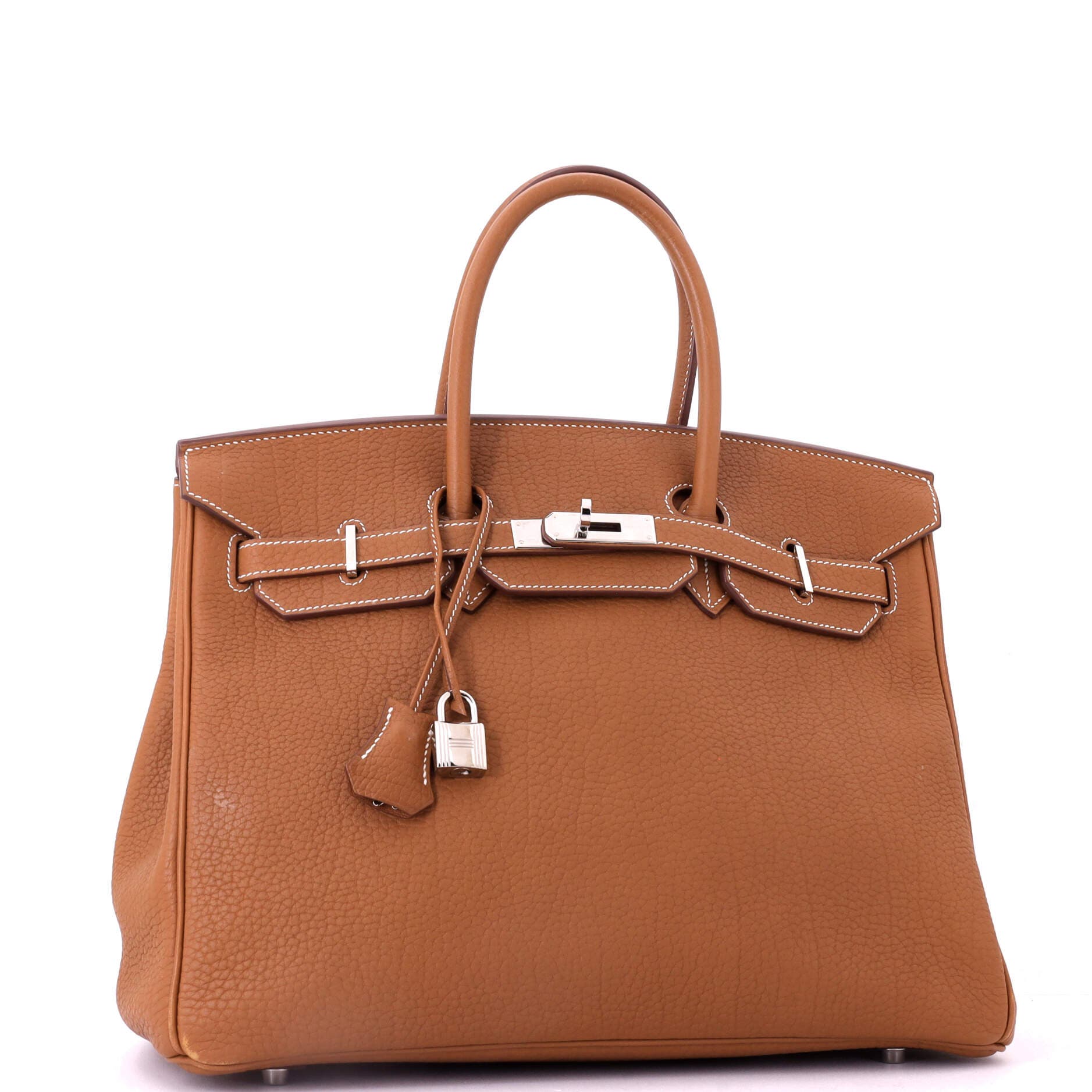 Pre-Owned Hermes Birkin Handbag Brown Fjord with Palladium Hardware 35, Alternate, color, Gold