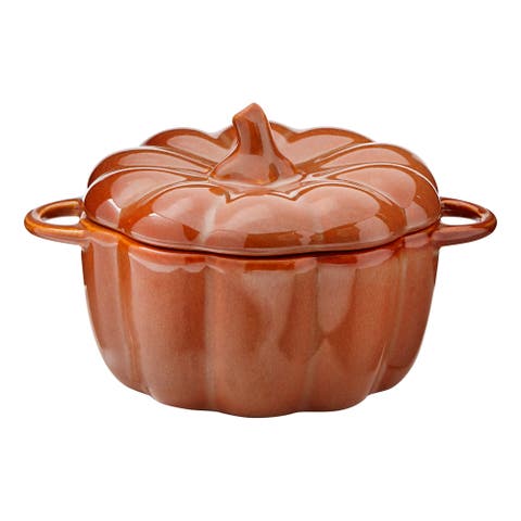 Individual Pumpkin Baker Ceramic Dish Fall Harvest Multicolor