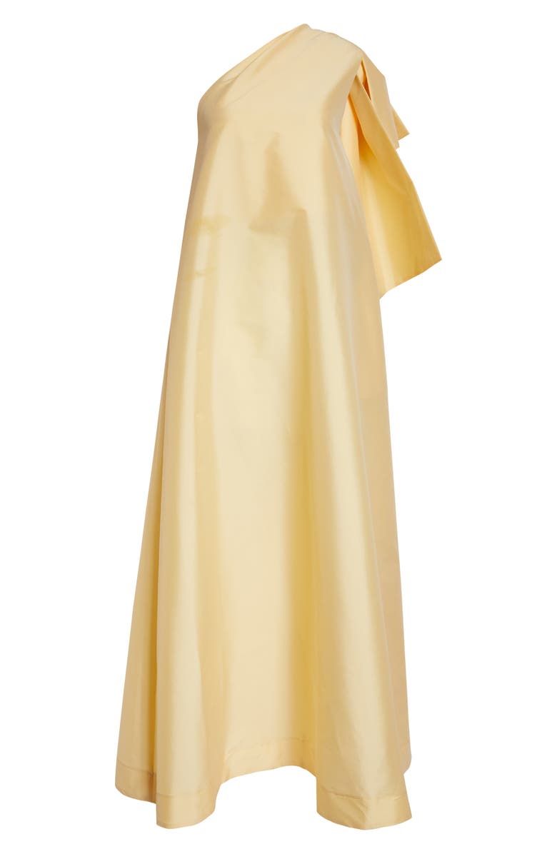 BERNADETTE Winnette Bow Detail One-Shoulder Satin Dress, Main, color, Soft Yellow