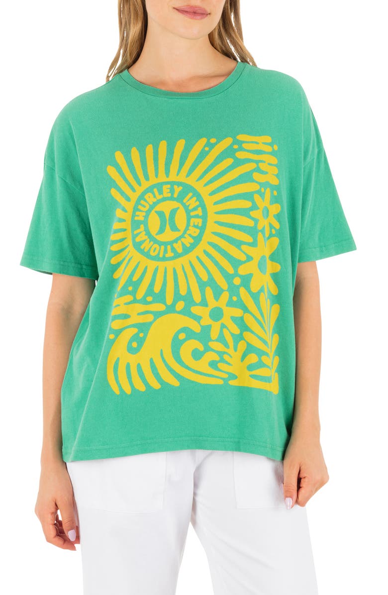 Hurley Harmony Graphic Boyfriend T-Shirt, Main, color, Spring Green