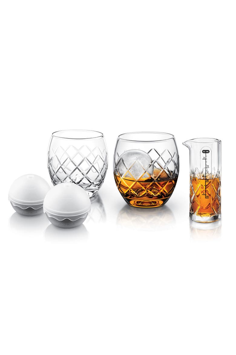 Hand-Cut On The Rock Glass 5 Piece Set, Main, color, Clear