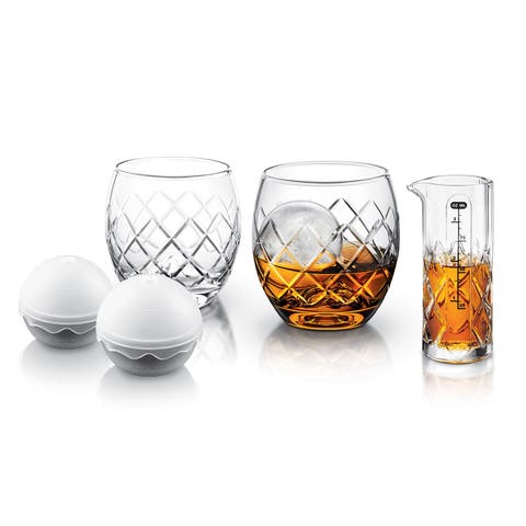 Hand-Cut On The Rock Glass 5 Piece Set