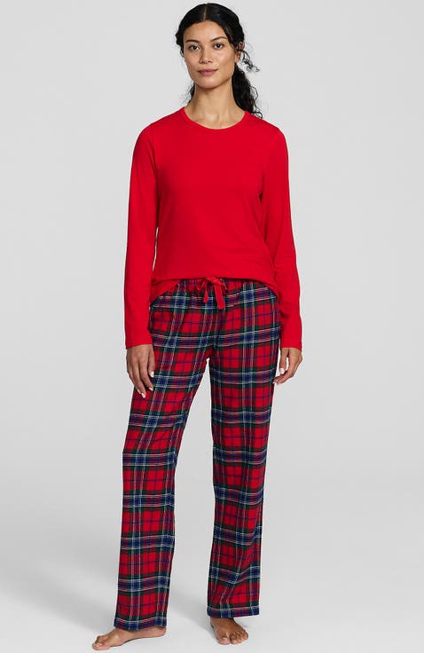 Pajama Gift Set - Knit Long Sleeve Top and Flannel Pants