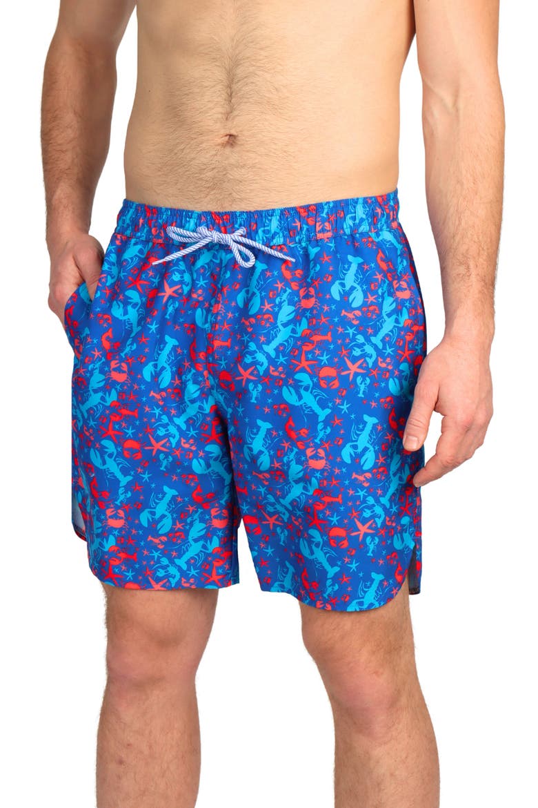 Lobster Print Swim Trunks, Main, color, MULTI