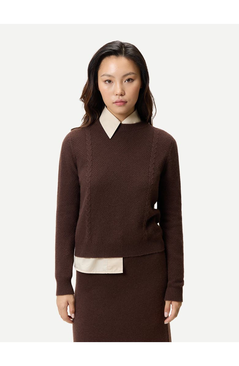 Gobi Cashmere Cropped Crewneck Cashmere Sweater, Alternate, color, Cocoa