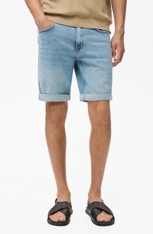 Mango Slim Fit Denim Bermuda Shorts In Blue