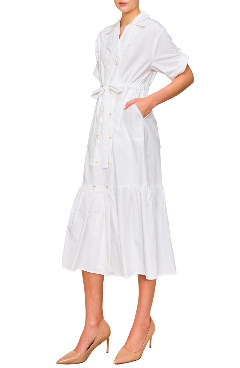MELLODAY Belted Poplin Coat Dress, Alternate, color, White