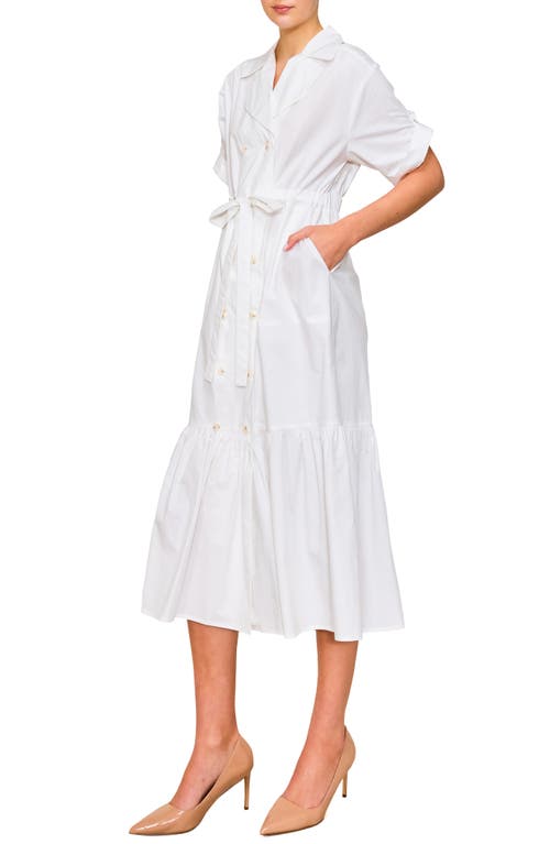 Melloday Belted Poplin Coat Dress In White