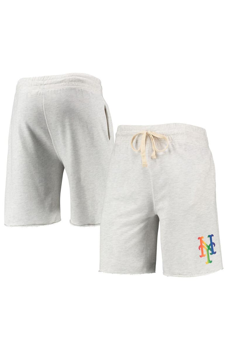 CONCEPTS SPORT Men's Concepts Sport Oatmeal New York Mets Mainstream Logo Terry Tri-Blend Shorts, Main, color, Oatmeal