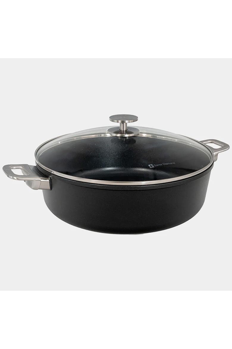 CHD Nonstick Braiser with Glass Lid, 7.2 qt, Main, color, Black