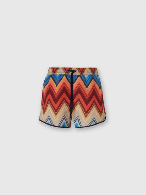 Missoni Swim Shorts With Macro Zigzag Print In Orange