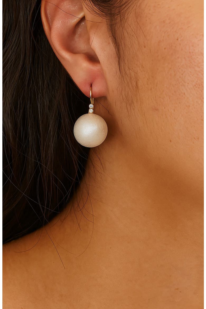 Faux Pearl & Cubic Zirconia Drop Earrings, Alternate, color, PEARL