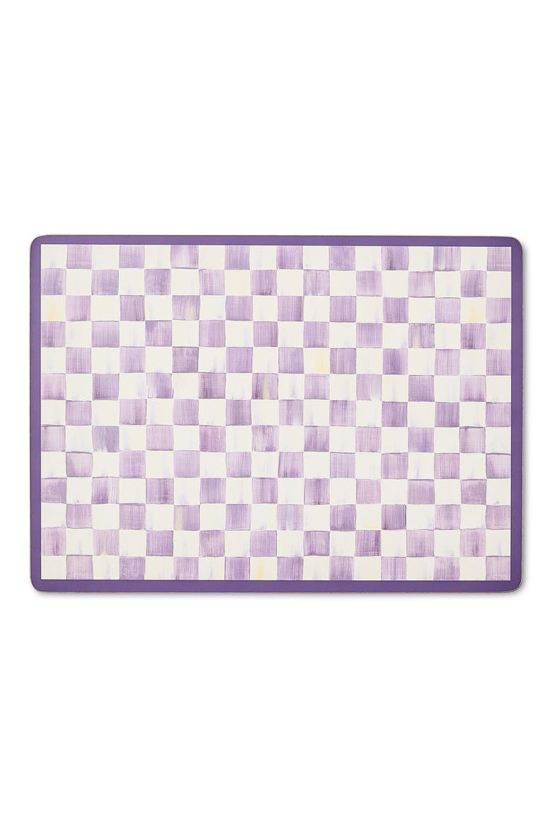 Set of 4 Violet Check Cork Back Placemats, Alternate, color, VIOLET