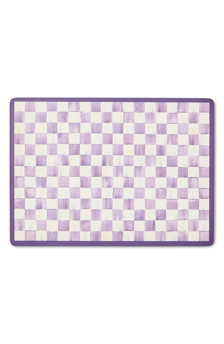 MACKENZIE CHILDS Set of 4 Violet Check Cork Back Placemats, Alternate, color, Violet