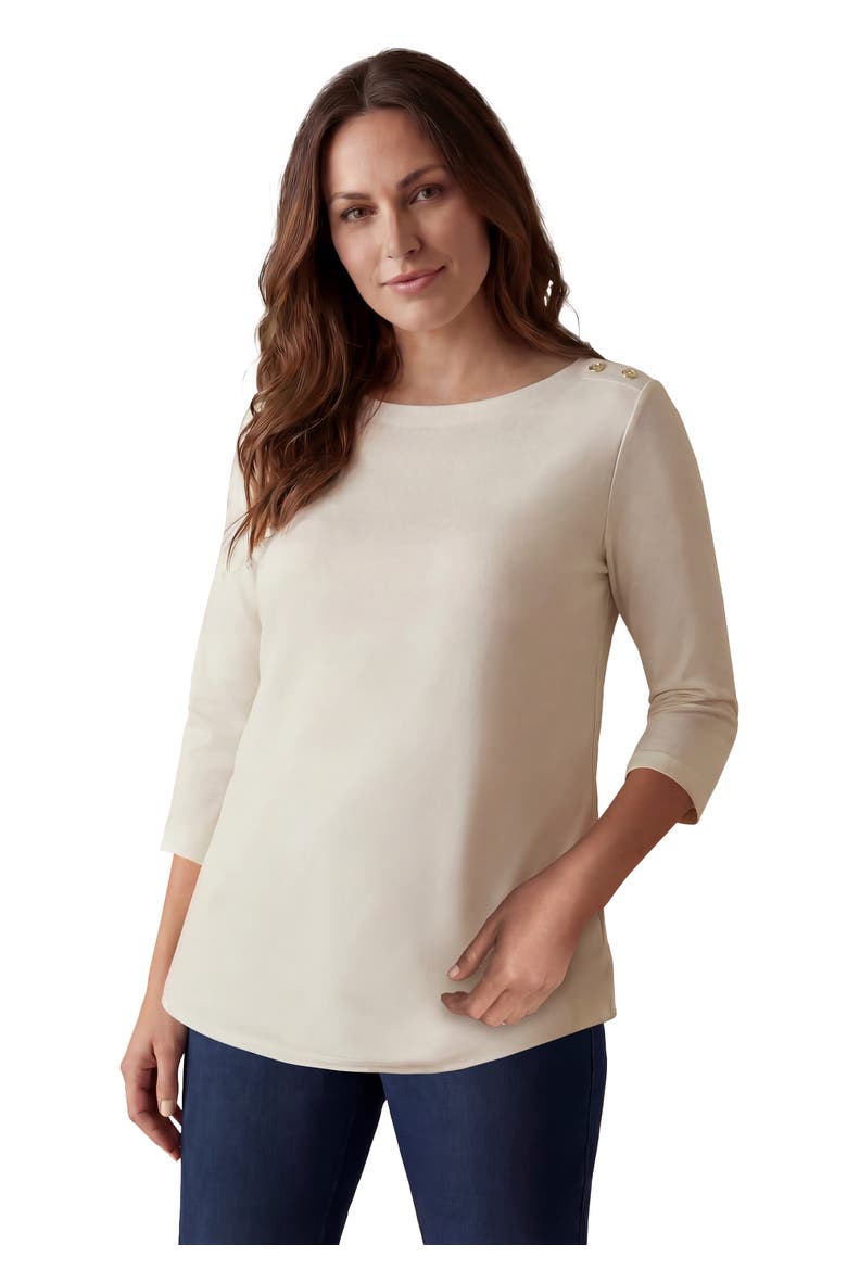 Stretch Cotton Boatneck Tunic, Main, color, WHITE