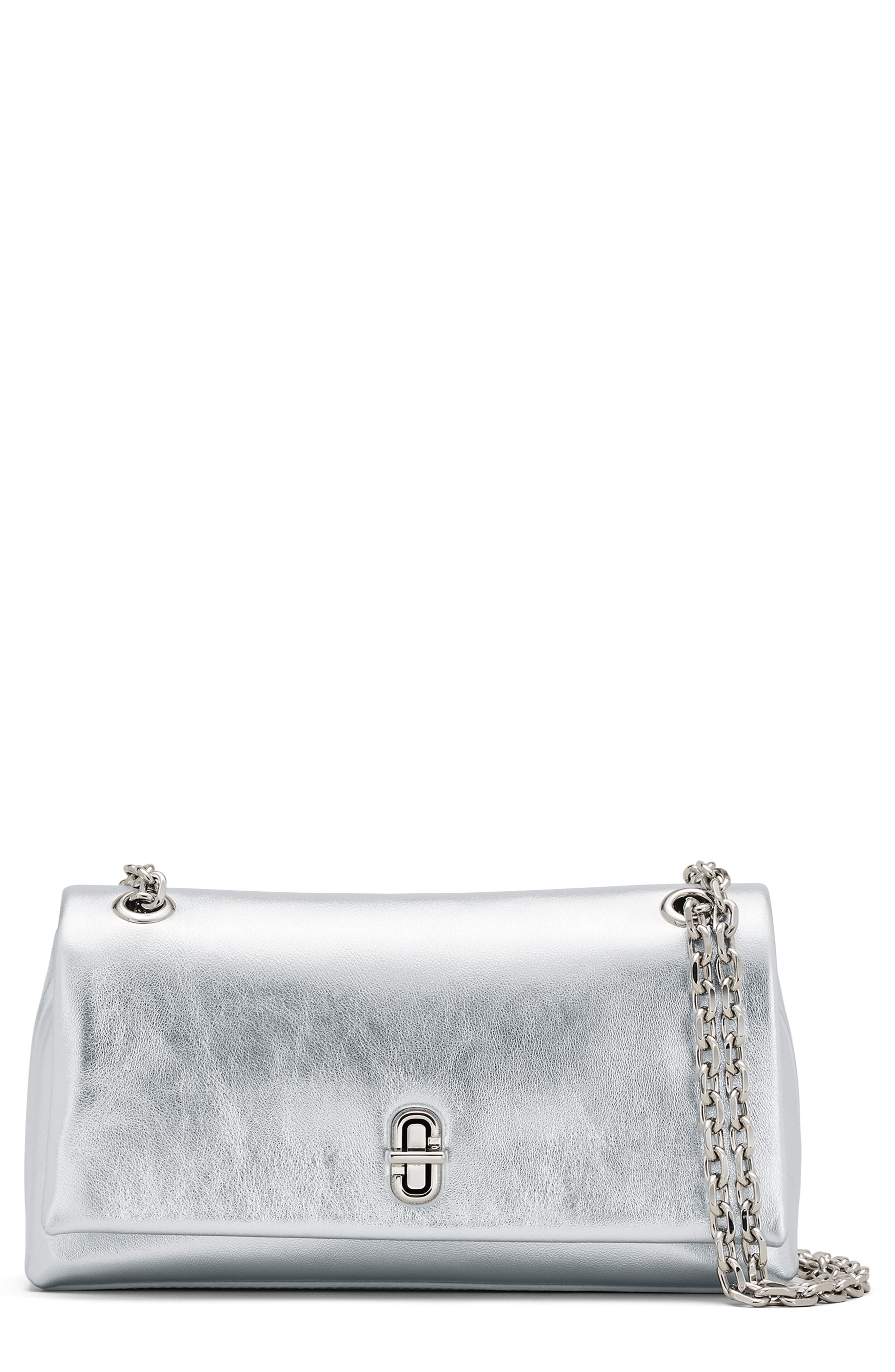 Marc Jacobs The Dual Chain Leather Wallet on a Chain in Silver 