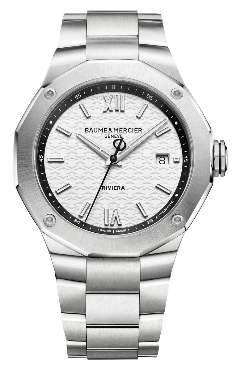 Baume & Mercier Riviera 10829 Automatic Bracelet Watch, 42mm, Alternate, color, White