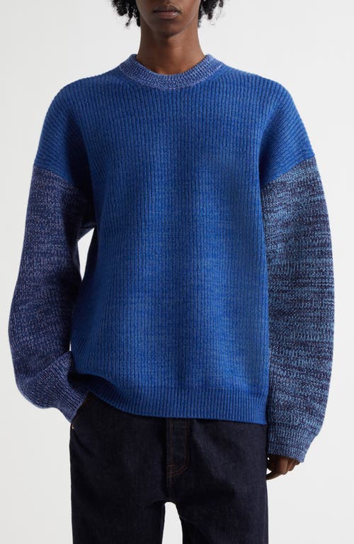 Waste Yarn Project Odd Colorblock Wool Blend Sweater in Tonal Blue 