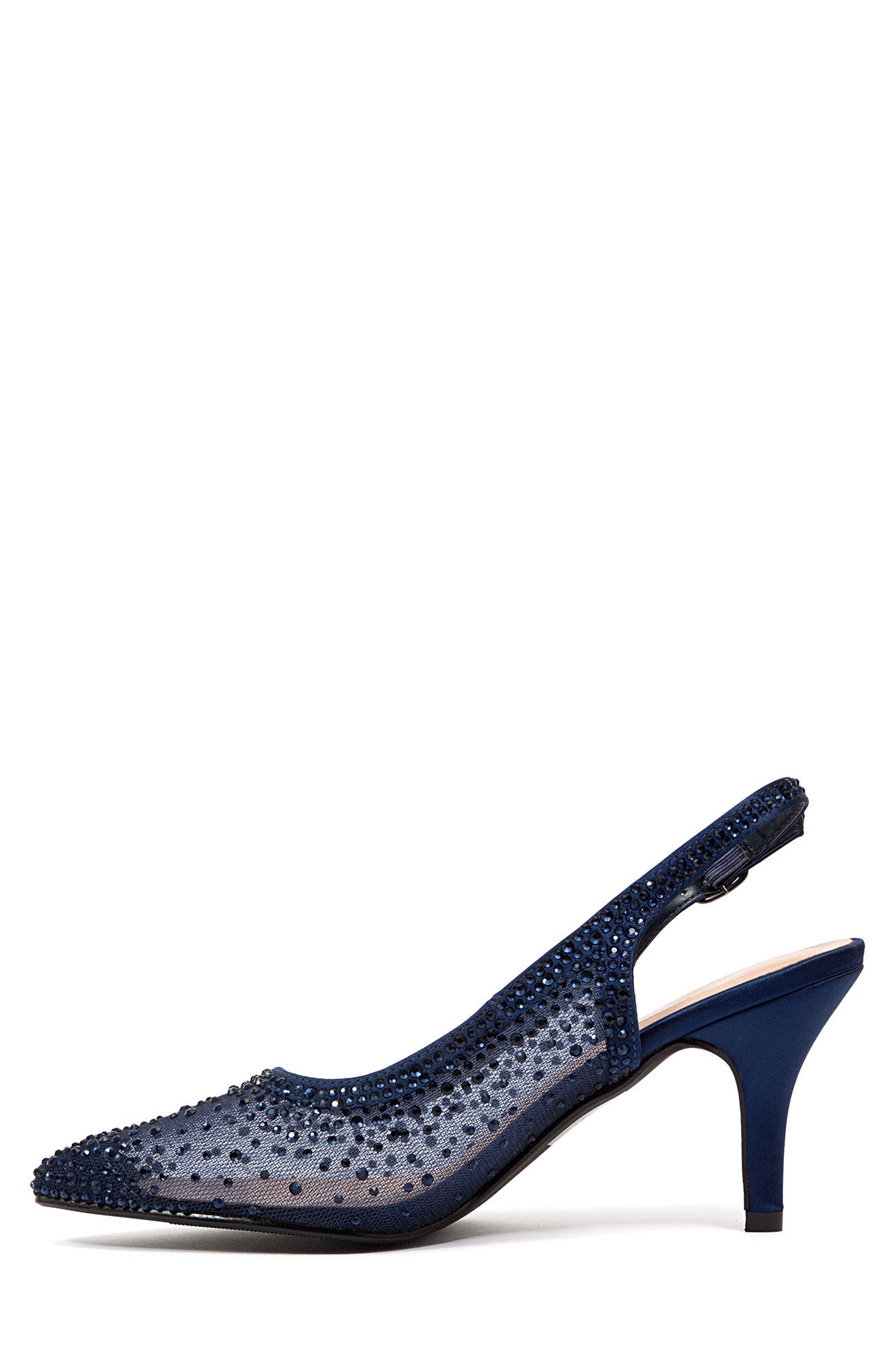 Lola Embellished Pointed Toe Slingback Pump, Alternate, color, NAVY
