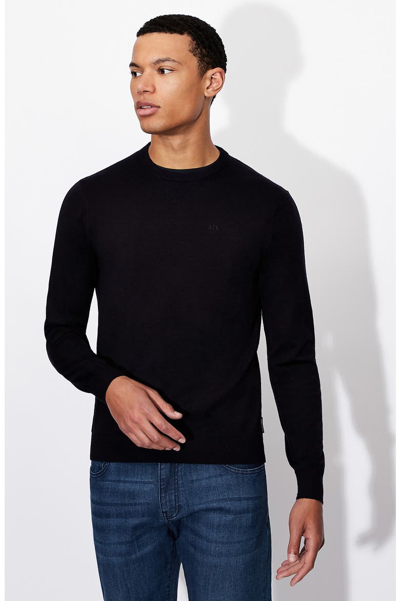 Crewneck Wool Sweater, Alternate, color, NAVY