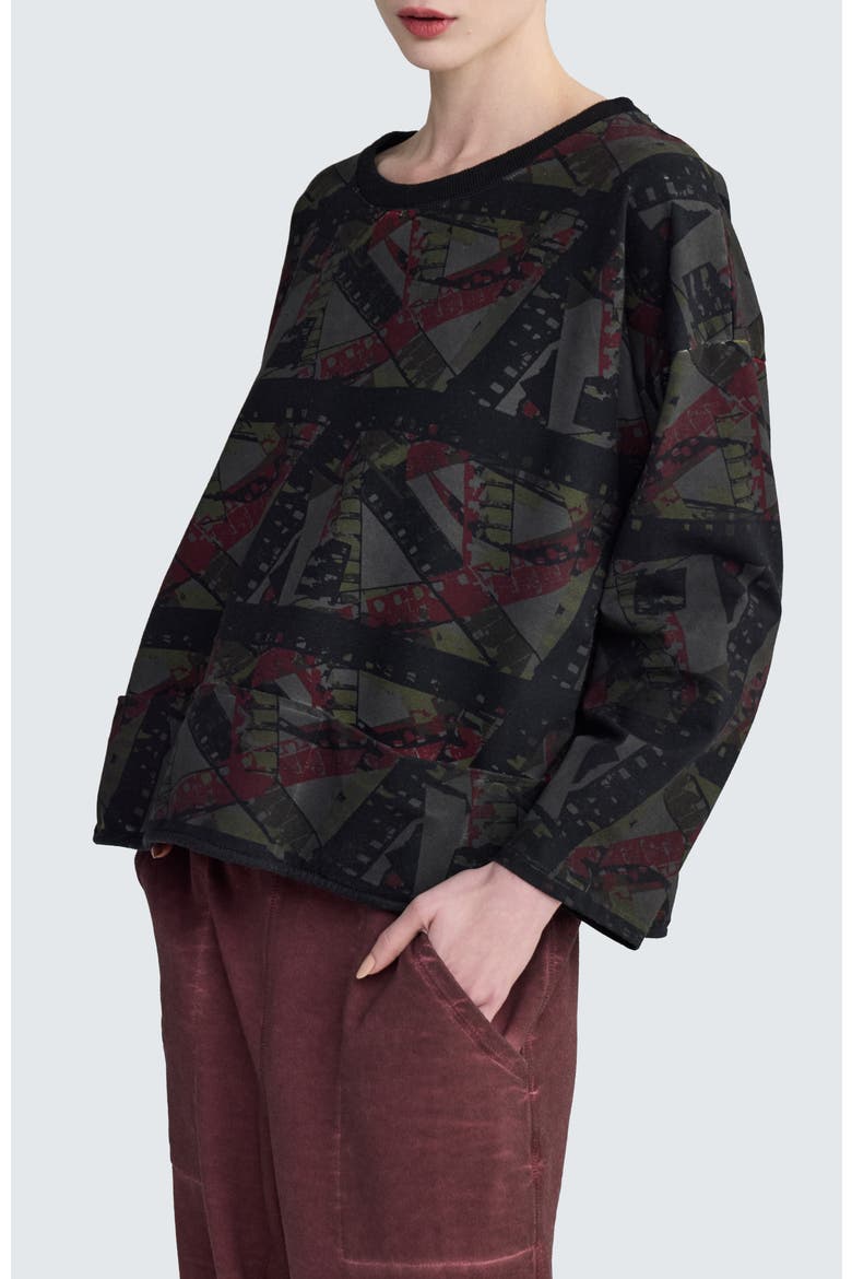 Nebel Abstract Panel Pullover, Alternate, color, Smoky Print