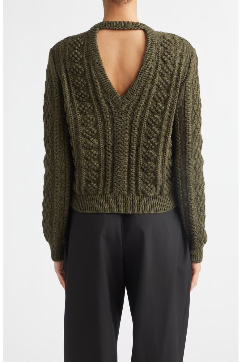 Back Slit Wool Sweater, Alternate, color, THYME GREEN