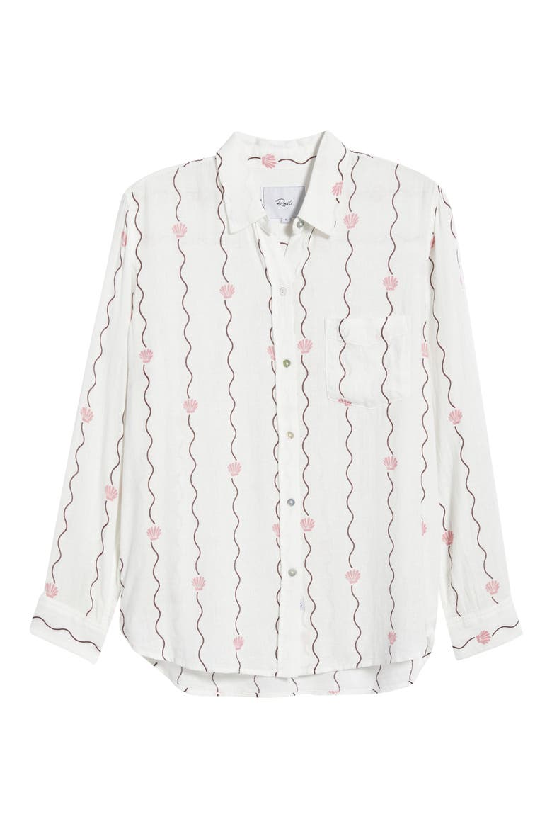 Charli Seashell Stripe Linen Blend Button-Up Shirt, Alternate, color, STRIPED SEASHELLS