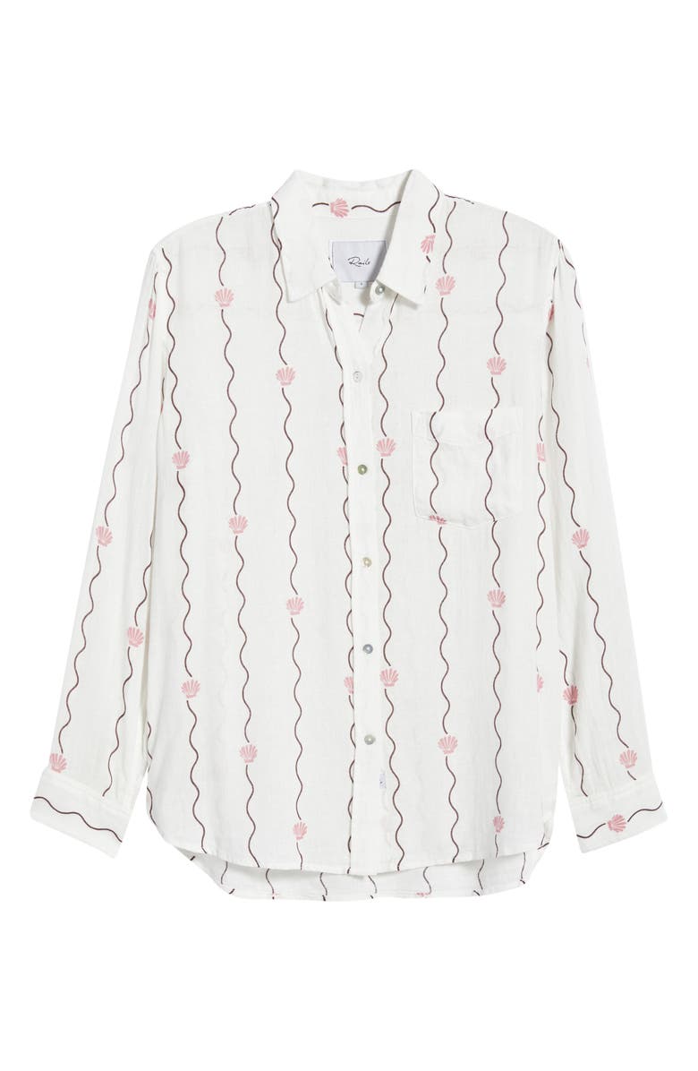 Rails Charli Seashell Stripe Linen Blend Button-Up Shirt, Main, color, Striped Seashells