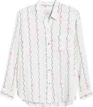 Rails Charli Seashell Stripe Linen Blend Button-Up Shirt