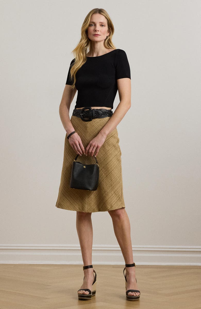 Lauren Ralph Lauren Herringbone Linen-Blend Tweed Skirt, Alternate, color, 