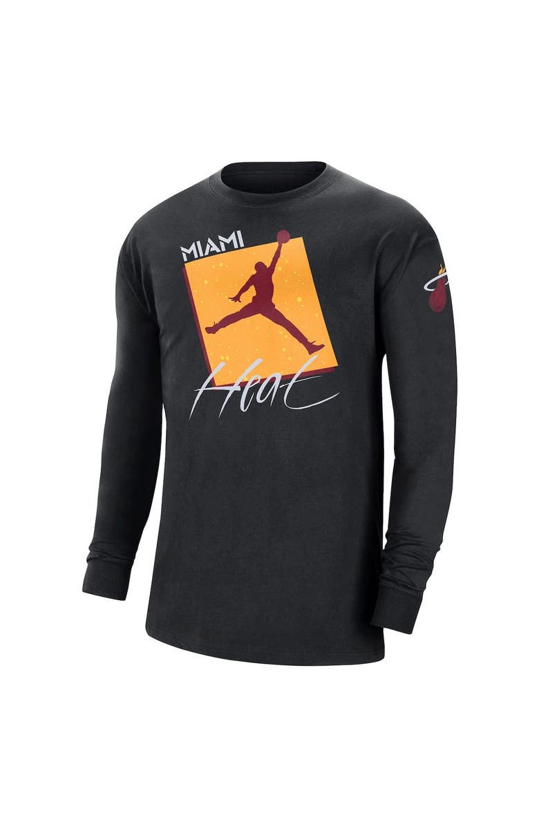 Jordan Brand Men's Jordan Brand Black Miami Heat Courtside Max 90 Vintage Wash Statement Edition Long Sleeve T-Shirt, Alternate, color, Black