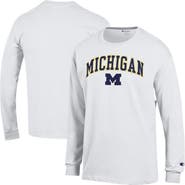 Champion Men's Champion  White Michigan Wolverines Arch Over Logo Long Sleeve T-Shirt