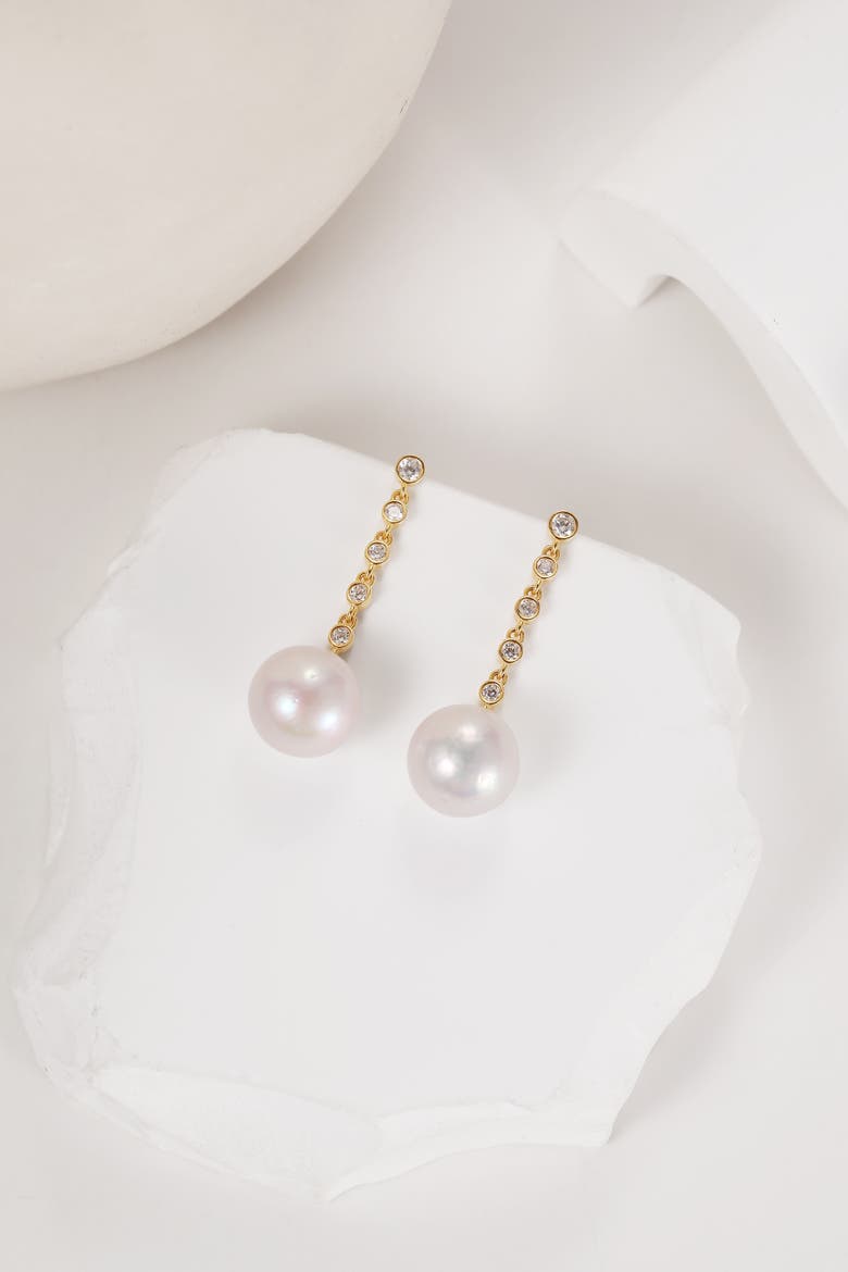 Electra Rivière Freshwater Pearl Drop Earrings, Alternate, color, Gold