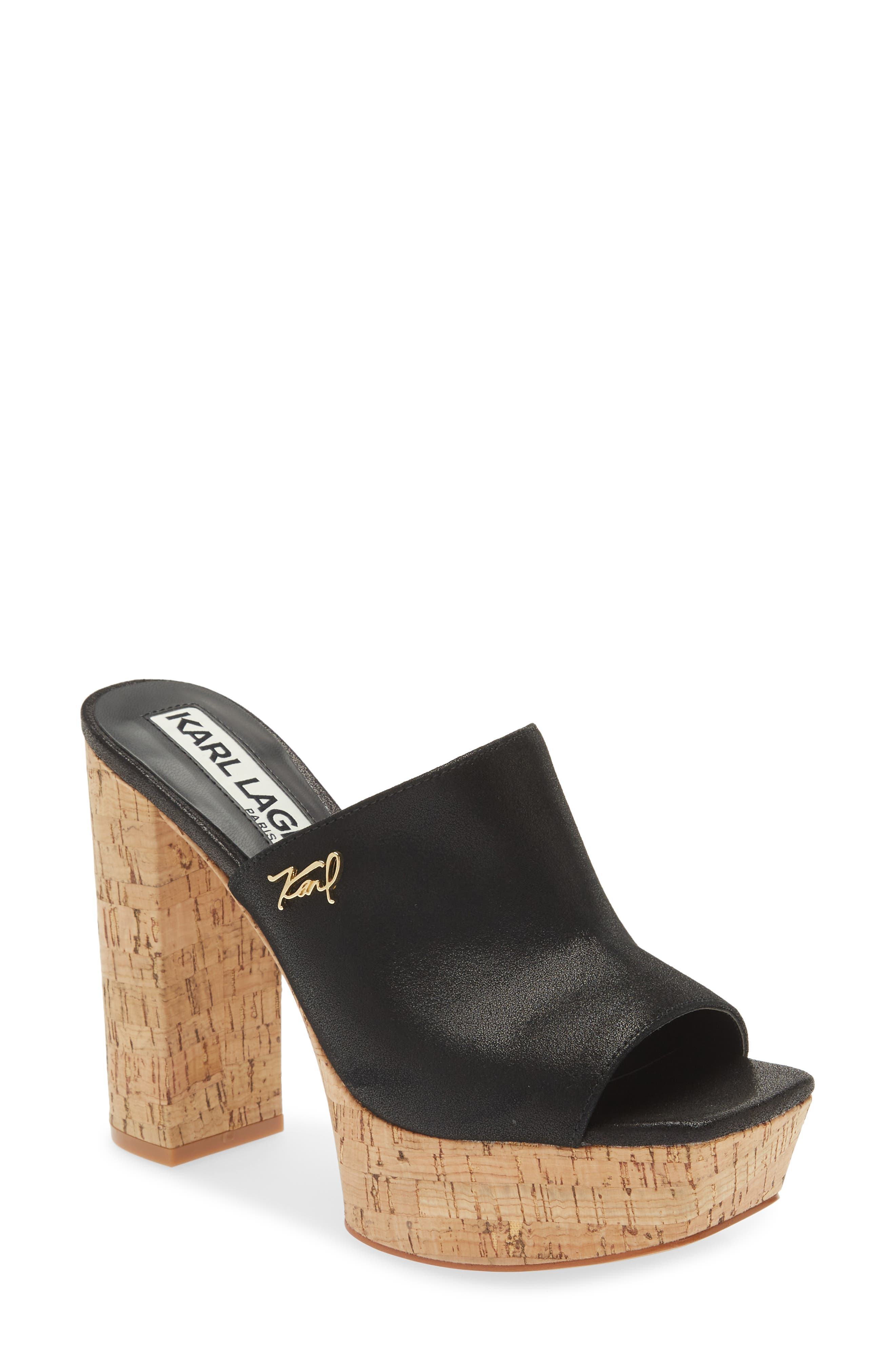 KARL LAGERFELD PARIS Hensley Platform Sandal, Main, color, Black