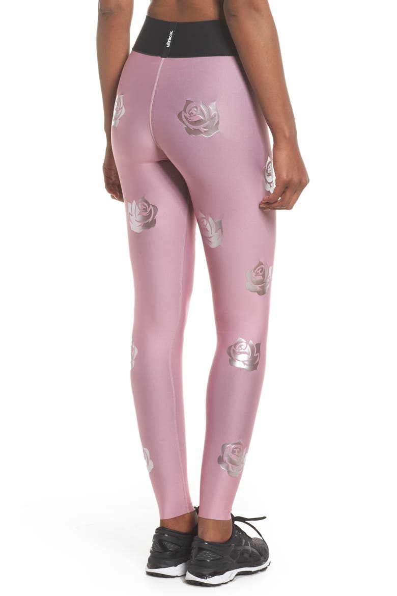Rosette Print Ultra High Waist Leggings, Alternate, color, ROSE