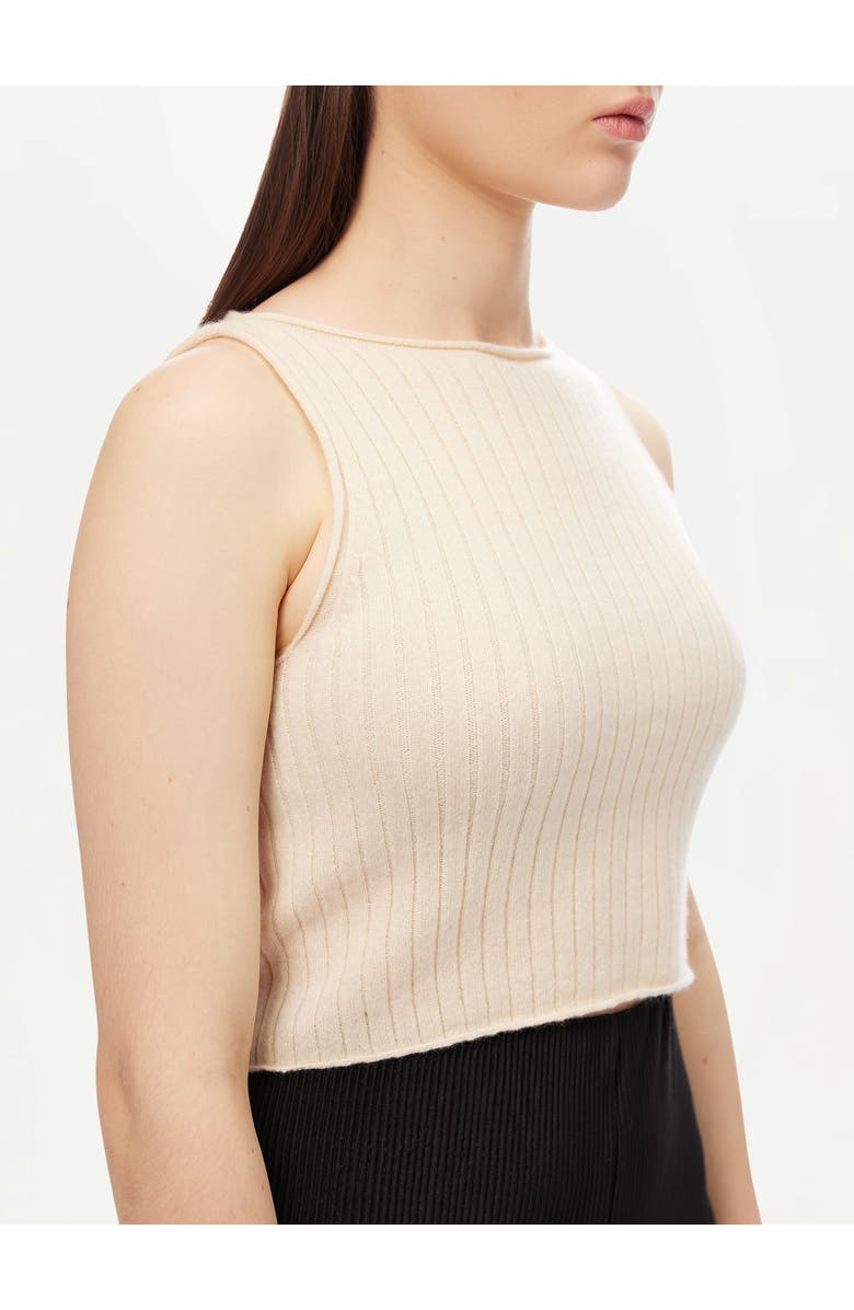 GOBI Mongolian Cashmere Cashmere Crop Top, Alternate, color, Off White