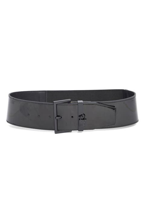 Lock Buckle Patent Leather Belt