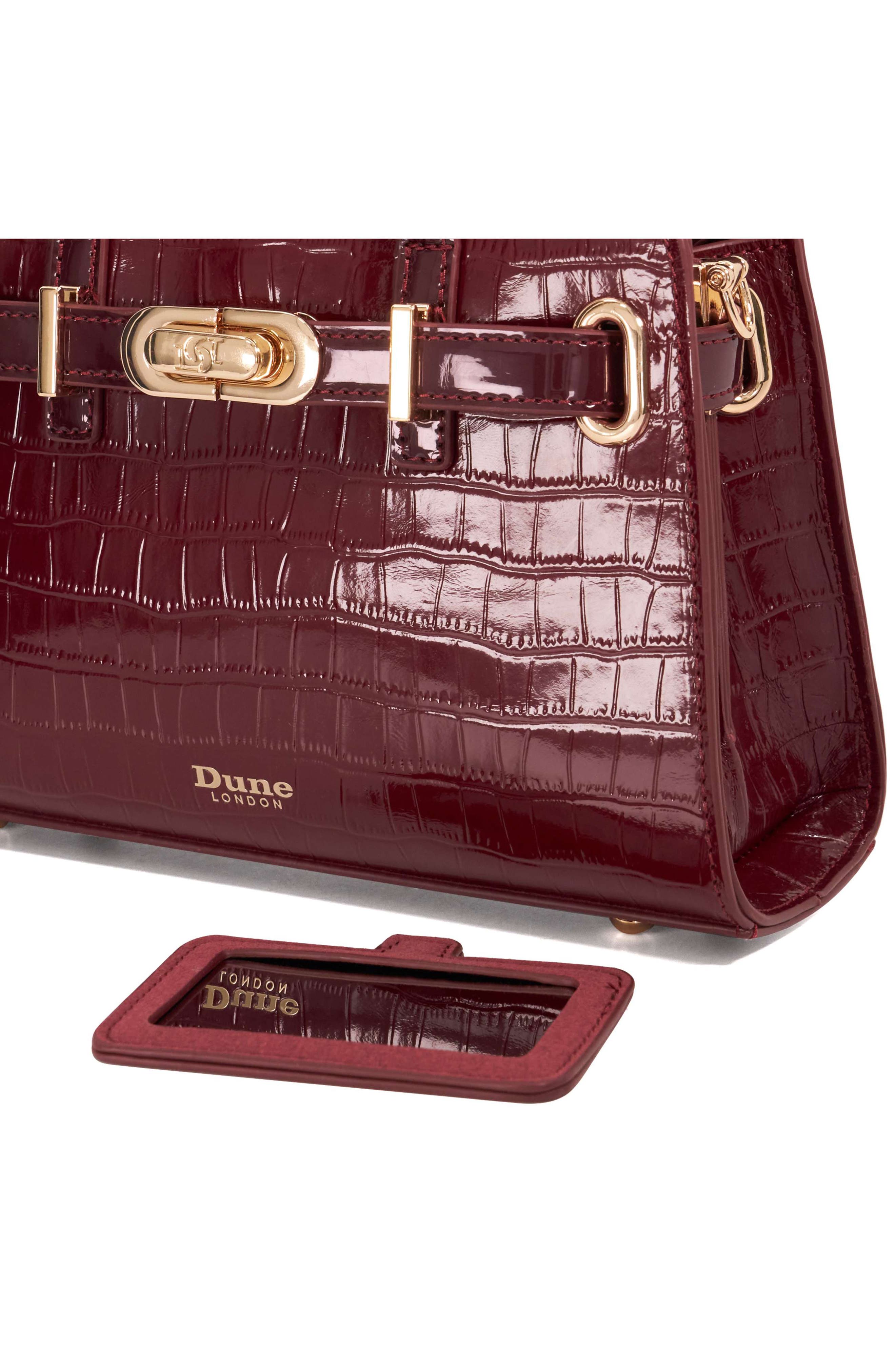 Dune London Dinkydefine Croc Embossed Tote, Alternate, color, Burgundy