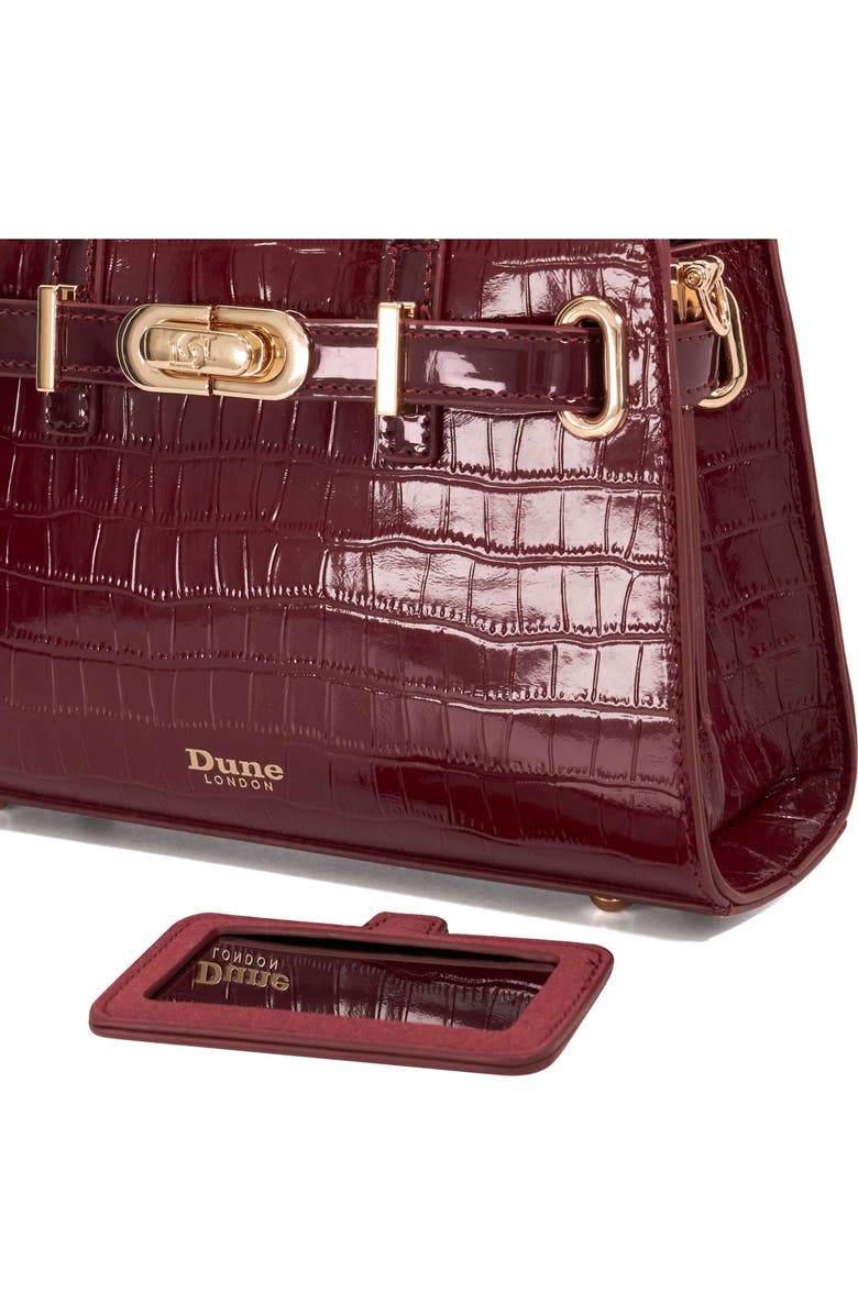 Dune London Dinkydefine Croc Embossed Tote, Alternate, color, Burgundy