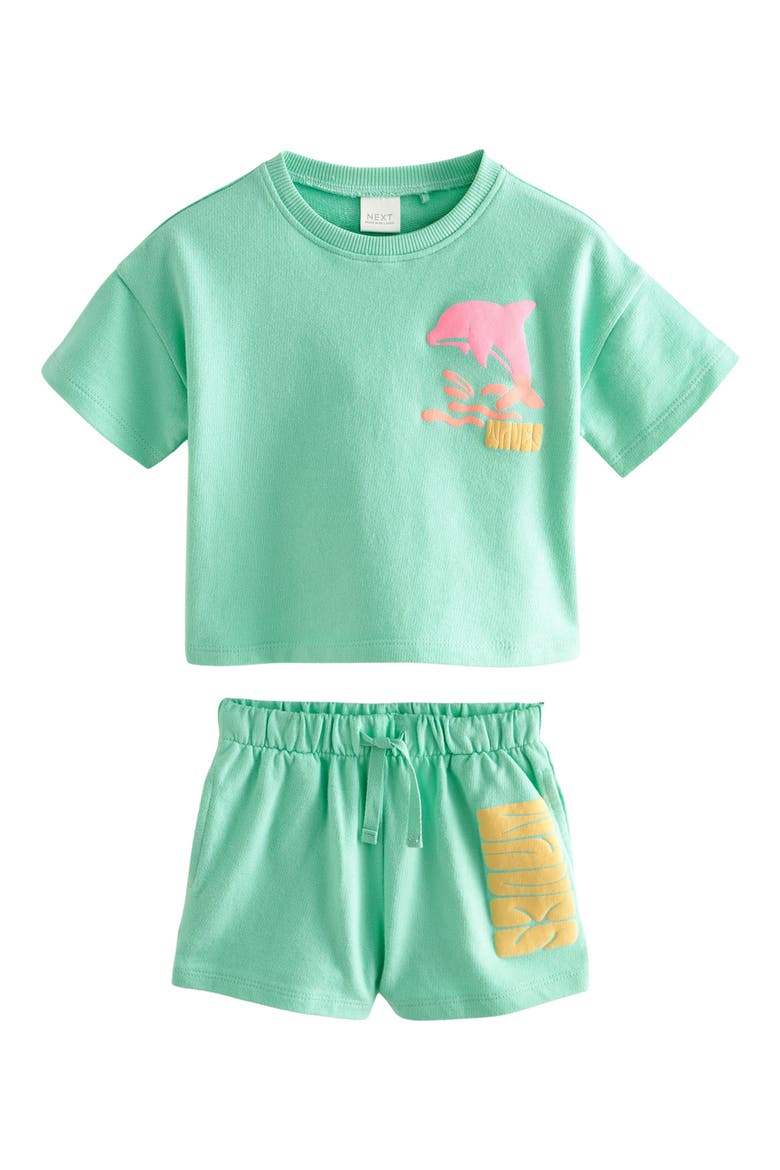 Kids' Surf T-Shirt & Shorts Set, Main, color, BLUE/GREEN DOLPHIN