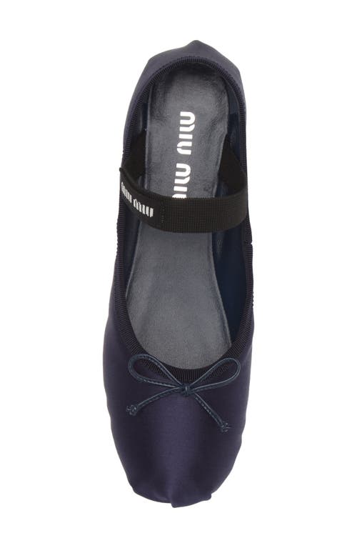 Miu Miu Logo Strap Ballet Flat In Blue