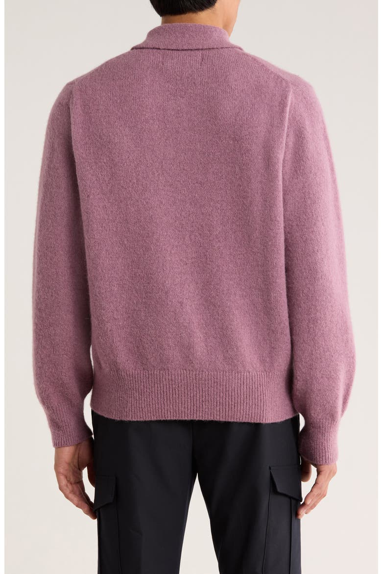 Brushed Baby Alpaca Blend Polo Sweater, Alternate, color, PLUM